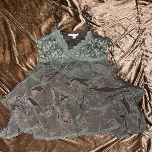 Sheer Lace Tiered Camisole in Dusty Sage